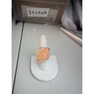 925 Sterling silver Orange stalactite eye arch ring with quartz Size 7.25